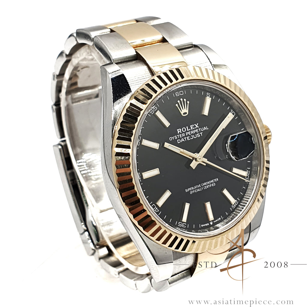 Gold rolex clearance datejust black dial