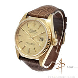 Rolex Datejust 36 Ref 16018  Gold Linen Dial in 18K Vintage Watch (1979)