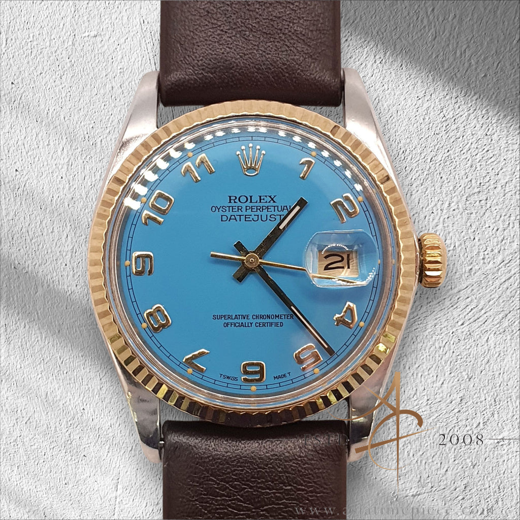 Rolex Datejust 16013 Custom Blue Dial Vintage Watch (1983)