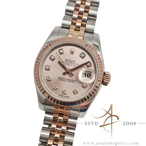 2013 Rolex Lady Datejust 26 Ref 179171 Pink Diamond Dial in Everose Steel