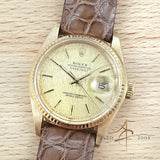 Rolex Datejust 36 Ref 16018  Gold Linen Dial in 18K Vintage Watch (1979)