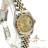 1997 Rolex Datejust Ladies 69173 Champagne Diamond Dial Watch