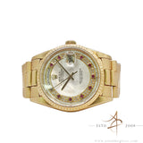 Rare 1994 Rolex President Day Date 18238 Ruby String Diamond Mother of Pearl Dial