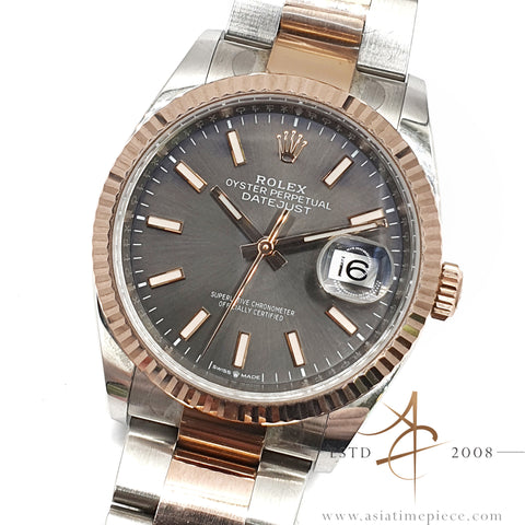 Mint 2019 Rolex Datejust 36 Ref 126231 Slate Grey Dial on Everose Oyster Bracelet