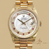 Rare 1994 Rolex President Day Date 18238 Ruby String Diamond Mother of Pearl Dial