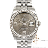 Rolex Datejust 116244 Rhodium Floral Motif Diamond Bezel
