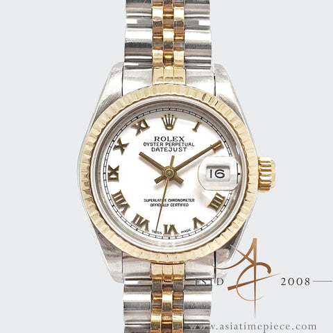 Rolex Lady Datejust 69173 White Roman Dial Vintage Watch (1984)