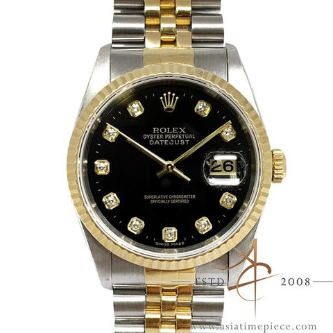 Rolex Datejust 16233 Black Diamond Dial FULL SET (Year 2000)