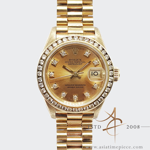 Rolex Lady Datejust Ref. 69178 Diamond Tropical Dial in 18K Vintage Watch (1989)