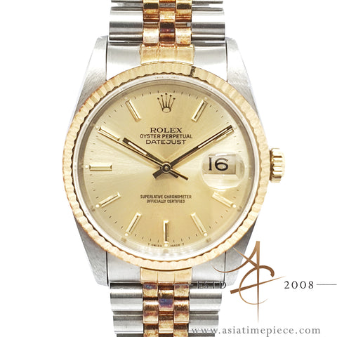 Full Set Unpolished Rolex Datejust 16233 Champagne Dial (1990)