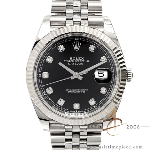 Full Set Rolex Datejust 41 Ref 126334 Black Diamond Dial on Jubilee Bracelet (2021)