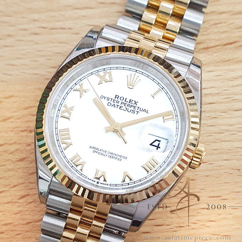 Rolex Datejust 36 Ref 126233 White Roman Dial Jubilee (2021)