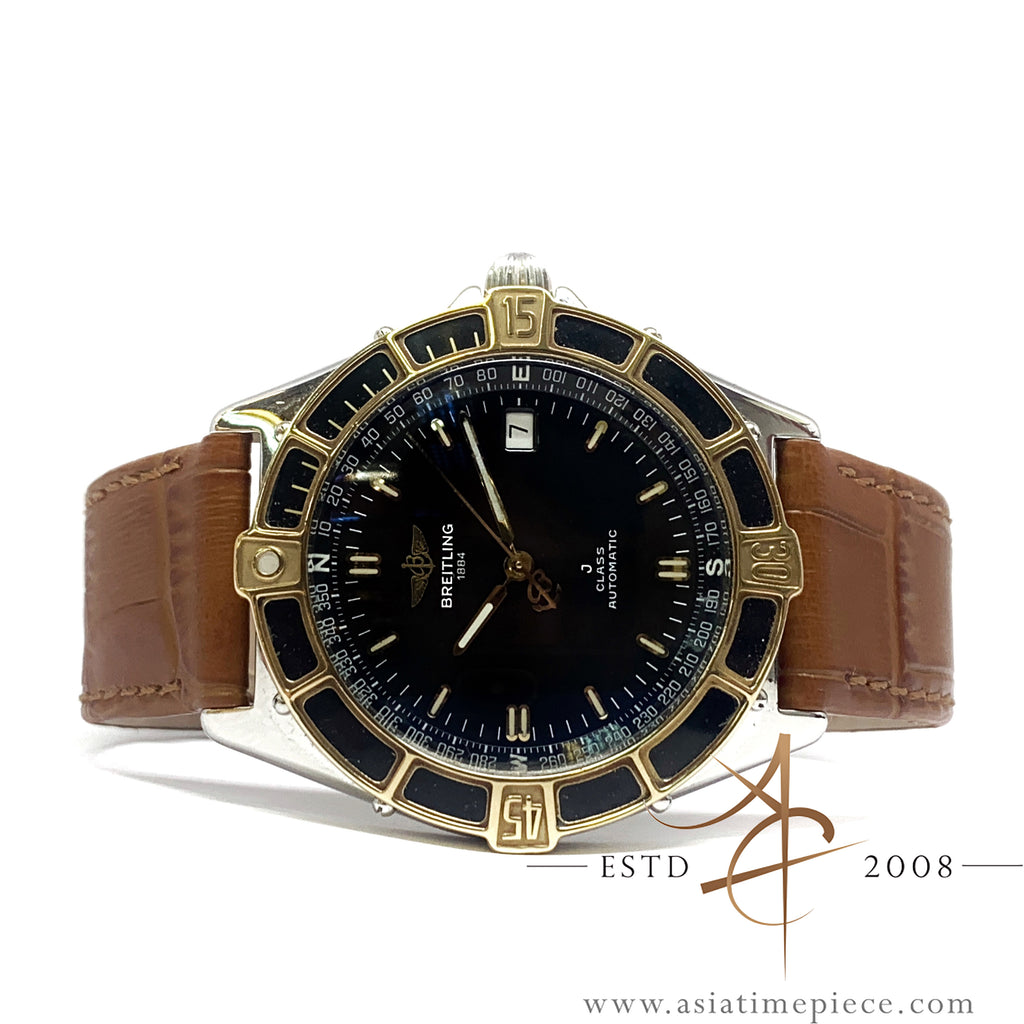 Breitling J Class D10067 Automatic Black 18k Gold Steel Watch Asia Timepiece Centre