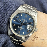 Rolex Date 15200 Sunburst Blue Dial Arabic index (2001)
