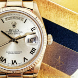 Rolex 18038 Day-Date President 18K Gold Champagne Roman Dial (1986)