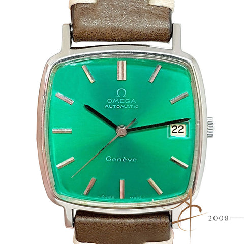 Omega Vintage Geneve Custom Green Sunburst Dial Automatic