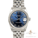 Rolex Midsize Datejust Rare Blue Dial Ref 68274  (Year 1996)