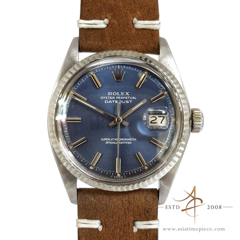 Rare Rolex Blue Wide Boy Dial Ref 1601 Vintage Watch (Year 1971)