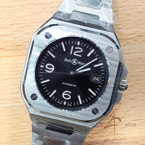 New NOS Bell & Ross Br-05 BR05 Black on Steel Bracelet 2019 Full Set