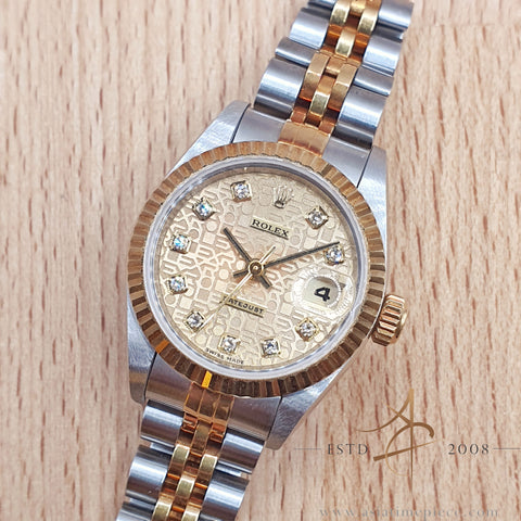 Rolex Datejust 26 Lady 69173 Champagne Diamond Dial No Pinhole (1998)