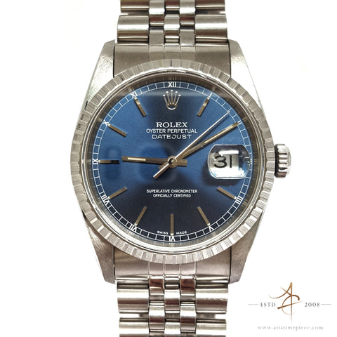 Rolex Datejust 16220 Blue Dial with Japan Cert (Year 1995)