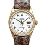 Rolex Oyster Datejust 16018 White Roman Dial 18k Vintage Watch (1978)