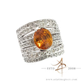 2.0 Carat Yellow Sapphire Diamond Ring 18K White Gold Band