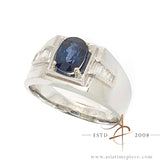 1.6 Carat Blue Sapphire Diamond 18K WG Ring