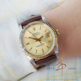Rolex Datejust 16013 Champagne Dial Fluted Bezel Vintage Watch (1981)