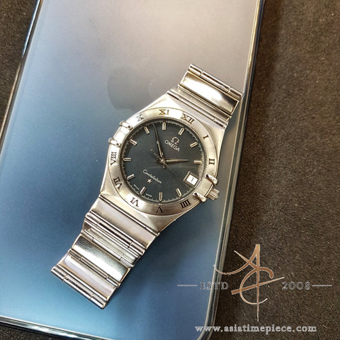 Omega Constellation Black Stainless Steel Watch Quartz 396.1201