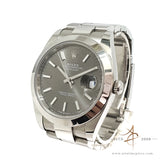 Full Set Rolex Datejust 41 Slate Grey Rhodium Dial Oyster Bracelet (2021)