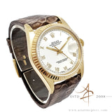 Rolex Datejust 16018 White Roman Dial in 18K Gold Vintage Watch (1987)
