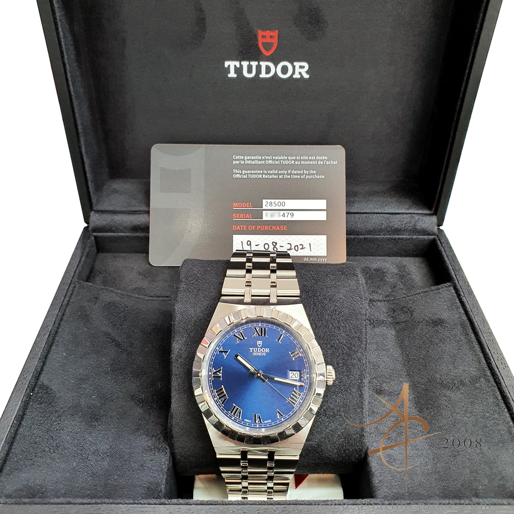 Like New Tudor Royal 38 Ref 28500 Blue Roman Dial on Steel