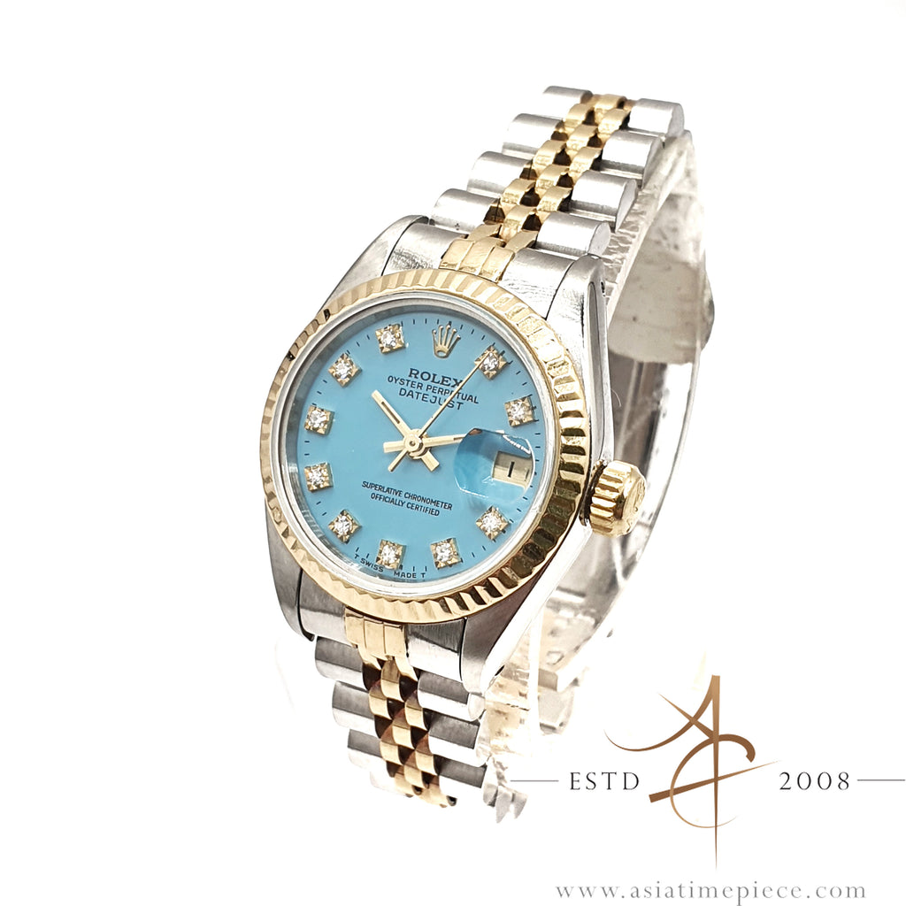 Rolex Datejust 26 Lady 69173 Custom Tiffany Blue Diamond Dial