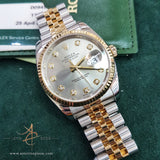Rare Grey Rolex Datejust 36 Diamonds Ref 116233 (Year 2006)