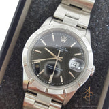 Rolex 15210 Stainless Steel Black Dial Engine-turned Bezel Vintage Watch (1997)