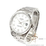 Rolex Oyster Date 15210 White Arabic Dial Engine Turned Bezel (1997)