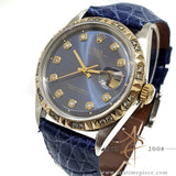 Rolex Datejust 1601 Custom Diamond Blue Dial & Bezel Vintage Watch (1974)