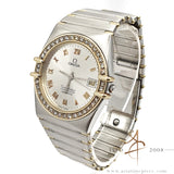 Omega Constellation Chronometer Quartz Diamond Bezel Roman Dial 32.5mm