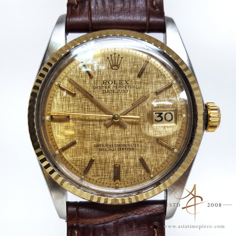 Rolex Linen Dial Vintage Oyster Perpetual Datejust Ref: 1601 (Year 1975)