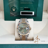 New Rolex Datejust 36 Ref 126233 Ivory Green Diamond Dial on Jubilee (2021)