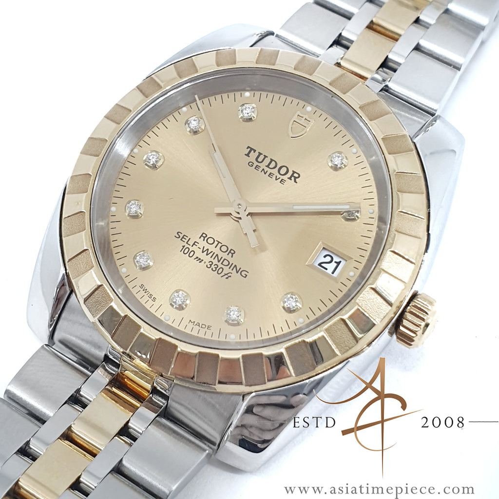 Tudor Classic Date 21013 Diamond Set Champagne Dial – Asia