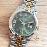 New Rolex Datejust 36 Ref 126233 Ivory Green Diamond Dial on Jubilee (2021)