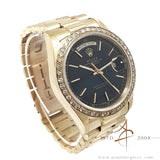 Rolex 18038 President Day Date Black Dial in 18K Gold Vintage Watch (1985)