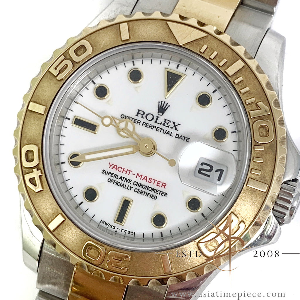 1996 Rolex Ladies Yacht-Master 18ct Gold Mother of Pearl Diamond Dial 69628