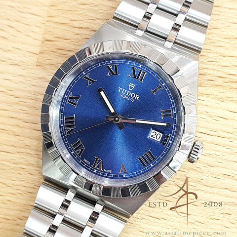 Like New Tudor Royal 38 Ref 28500 Blue Roman Dial on Steel Bracelet (2021)