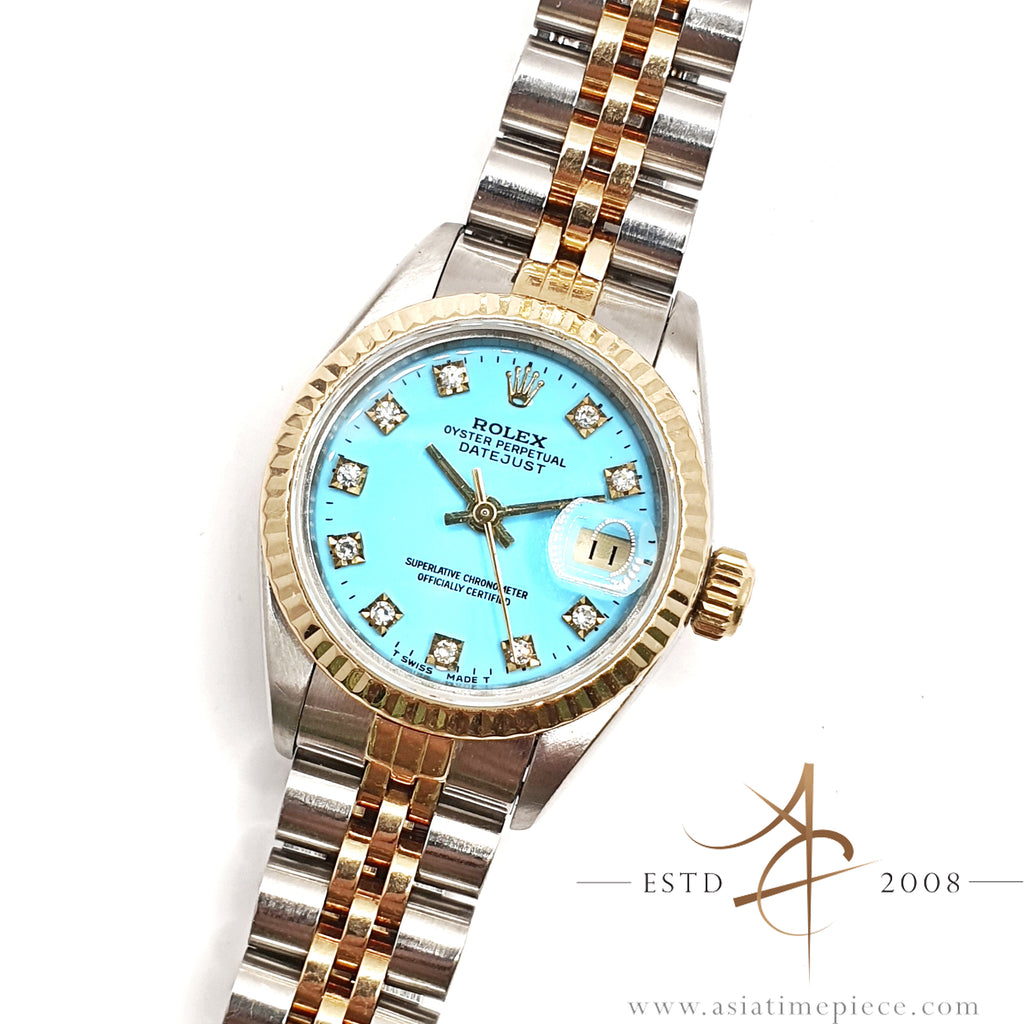 Rolex Datejust 26 Lady 69173 Custom Tiffany Blue Diamond Dial (1991)