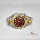 Rolex 68273 Red Dial Diamond Vintage Watch (Year 1993)