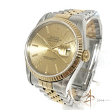 (Sold) Rolex Oyster Perpetual Datejust Tapestry Dial 18K Gold Steel (Year 1990)