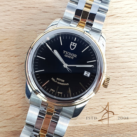 New Tudor Glamour Date 36 Black Dial in 18K Gold & Steel Full Set (2020)
